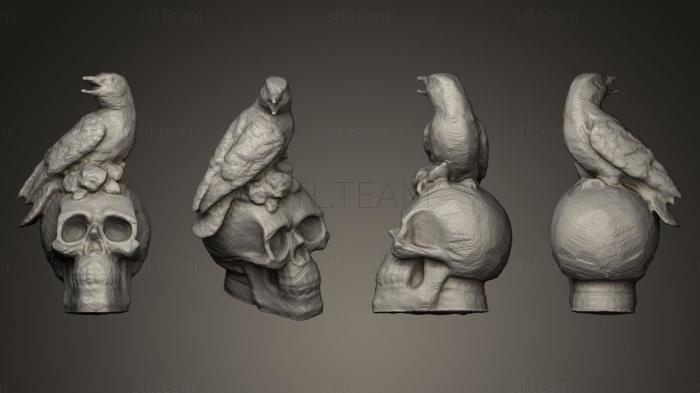 Статуэтки птицы Ворон на черепе